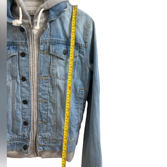 Sun + Stone Men's Trucker Hooded Denim Jacket - Picture 14 of 14